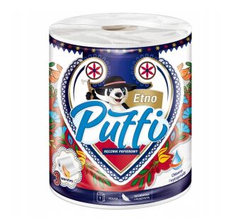 Ręcznik Papierowy 3-warstwowy Kuchenny PUFFI ETNO 225 listków Chłonny rolka