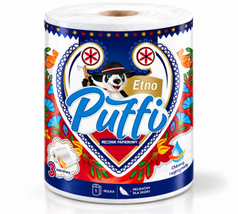 Ręcznik Papierowy 3-warstwowy Kuchenny PUFFI ETNO 225 listków Chłonny rolka