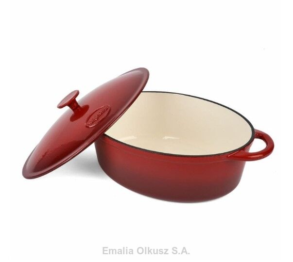 Gęsiarka żeliwna emaliowana Konighoffer 4 l 26 x 21 x 11,2 cm owalna Czerwona