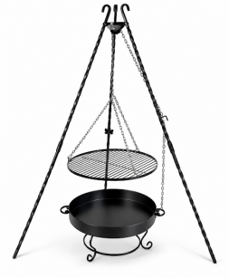 GRILL TRÓJNÓG KUTY 190 cm + RUSZT 70 cm CHROM + PALENISKO