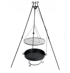 GRILL TRÓJNÓG KUTY 190 cm + RUSZT 70 cm CHROM + PALENISKO