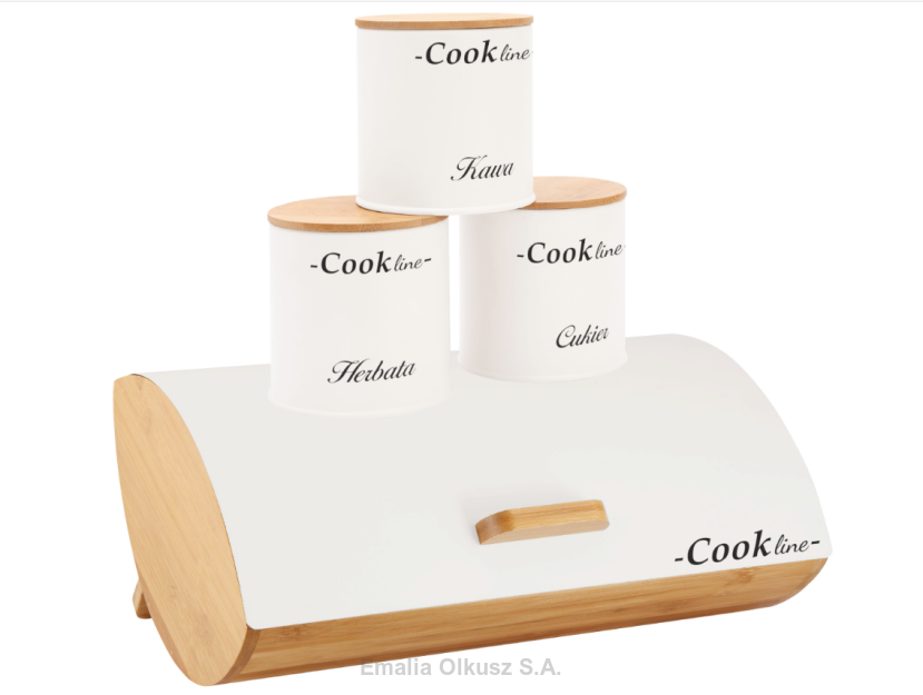 Chlebak Aglio Bambusowy z pokrywką metalową biały