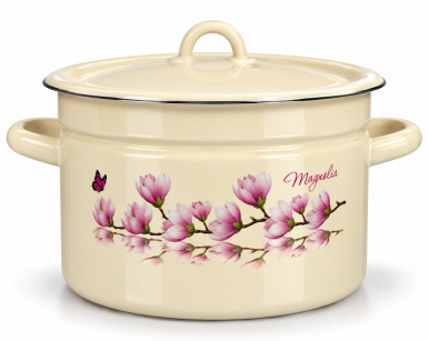 Garnek emaliowany z pokrywką "Magnolia" "krem" 26cm-9l