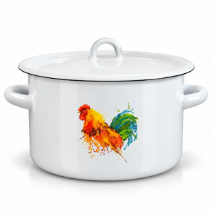 Garnek emaliowany "Kogut" z pokrywką 16cm-2l