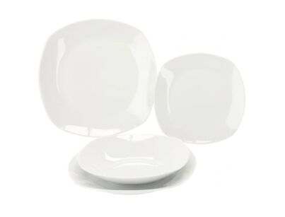 KOMPLET OBIADOWY ZESTAW 18 ELEMENTÓW GŁADKIE PORCELANA PORCELANOWY