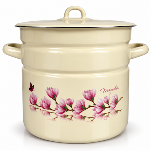Garnek emaliowany z pokrywa "Magnolia" "krem" 26cm-12.5l