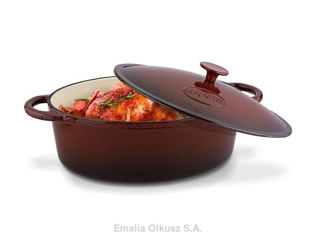 Gęsiarka żeliwna emaliowana Konighoffer 4 l 26 x 21 x 11,2 cm owalna brązowa
