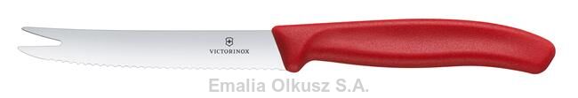 Victorinox Swiss Classic Nóż do sera i kiełbasy, ostrze ząbkowane, 110mm, czerwony