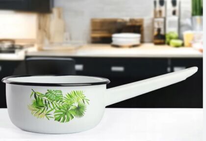 RONDEL EMALIOWANY MONSTERA  16 cm- 1,5 L