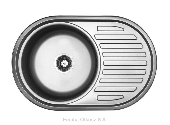 ZLEWOZMYWAK NIERDZEWNY JEDNOKOMOROWY Z OCIEKACZEM WPUSZCZANY 77x50x16 (ZDOBIENIE LEN)