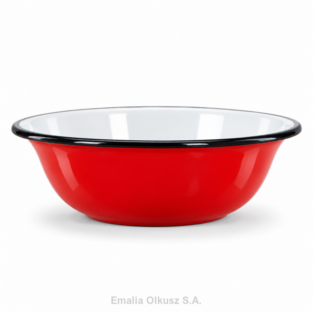 MISKA STALOWA EMALIOWANE CZERWONA GŁADKA MISA 22 cm
