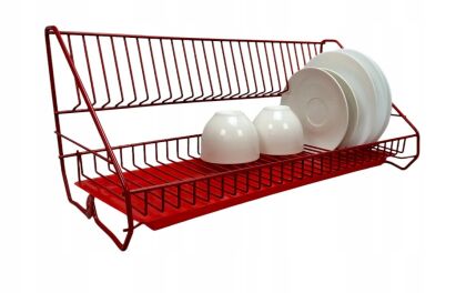 Ociekacz (suszarka do naczyń)  22 cm x 50 x 22 cm - CZERWONY