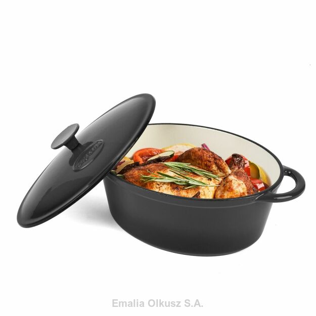 Gęsiarka żeliwna emaliowana Konighoffer 6,4 l 32,5 x 25 x 11,8 cm owalna szara