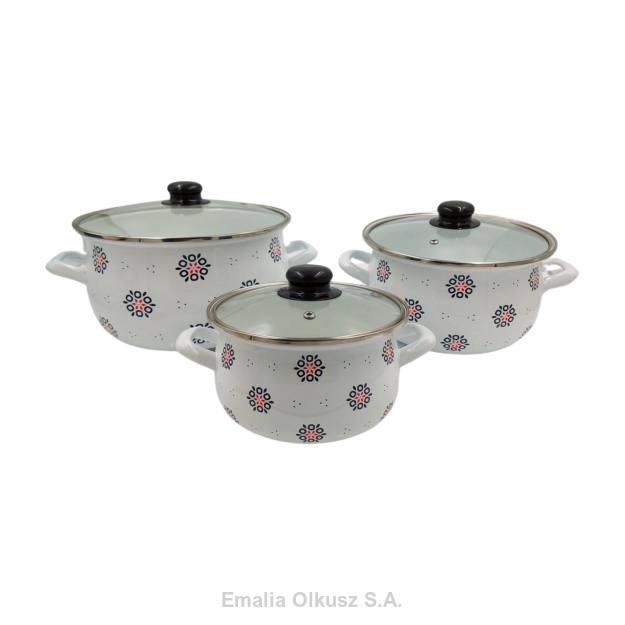 Komplet garnków emaliowanych folklor 6.El