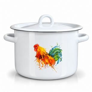 Garnek emaliowany "Kogut" z pokrywką 20cm-4,5l