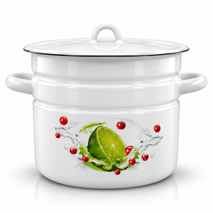 Garnek emaliowany "Limonka" z pokrywką 26cm-12l