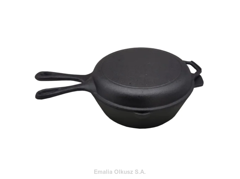 Garnek żeliwny 2w1 rondel patelnia żeliwna gaz indukcja