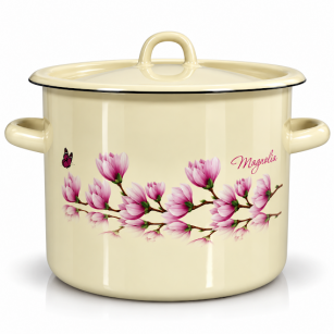 Garnek emaliowany "Magnolia" z pokrywką 22cm-7l