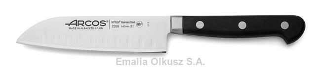 Nóż Santoku ze szlifem kulowym, seria ÓPERA, Arcos, czarny, (L)262mm