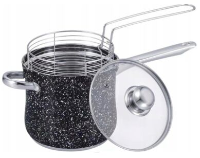 GARNEK DO FRYTEK Z POWŁOKĄ NIEPRZYWIERAJĄCĄ 19 cm Z POKRYWKĄ