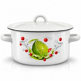 Garnek emaliowany "Limonka" z pokrywką  16cm-2 l