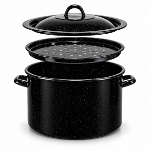 Garnek emaliowany "Powidlak" z pokrywką i wkładką, 30 CM 15 L