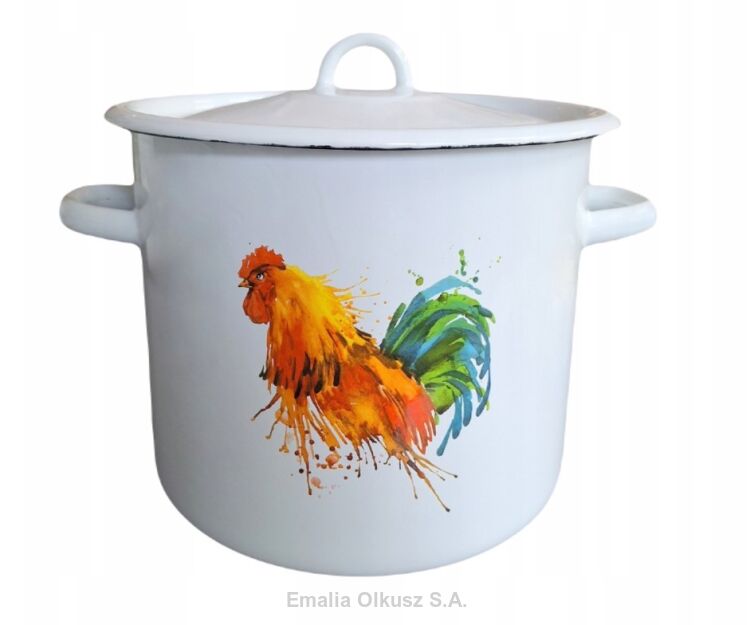 Garnek emaliowany Kogut 22 cm - 7L z pokrywką