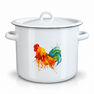 Garnek emaliowany "Kogut" z pokrywką 22cm-7l