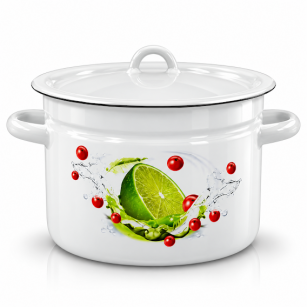 Garnek emaliowany "Limonka" z pokrywą 26cm-9l