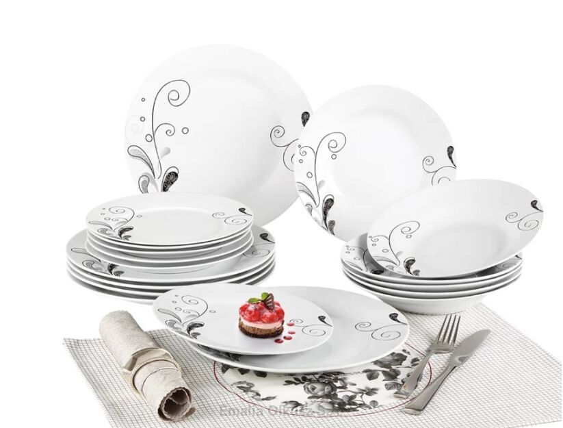 KOMPLET OBIADOWY ZESTAW 18 ELEMENTÓW FLORA PORCELANA PORCELANOWY
