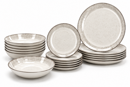 KOMPLET OBIADOWY ZESTAW 18 ELEMENTÓW GŁADKI BEŻ PORCELANA PORCELANOWY Obserwuj produkt: