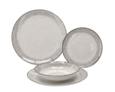 KOMPLET OBIADOWY ZESTAW 18 ELEMENTÓW GŁADKI BEŻ PORCELANA PORCELANOWY Obserwuj produkt: