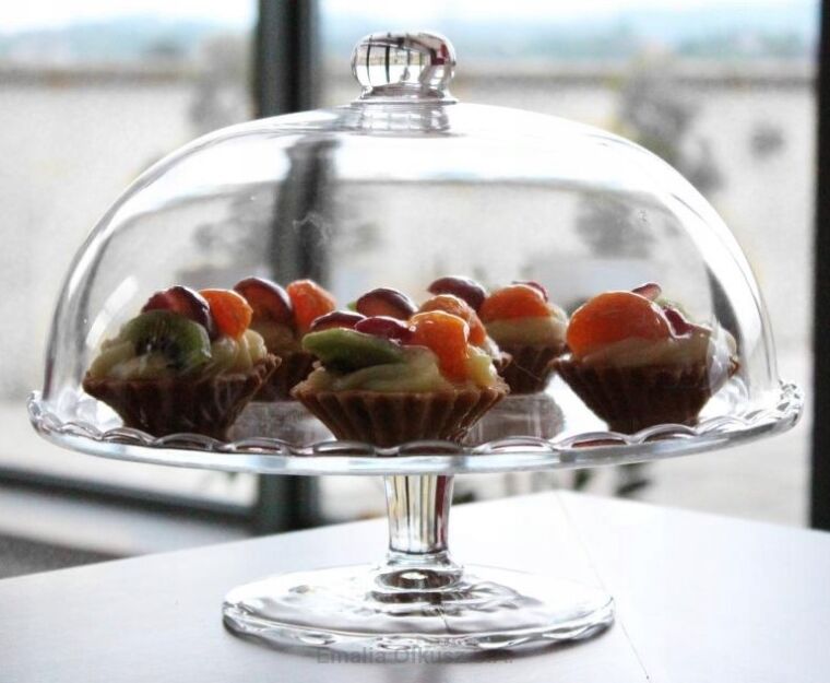 Patera Szklana z Kloszem w zestawie 29 cm