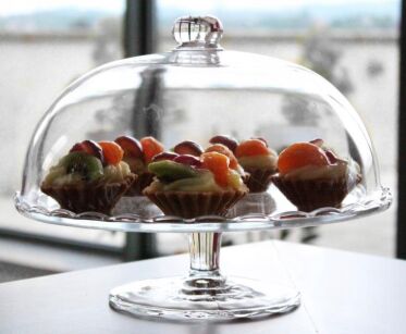 Patera Szklana z Kloszem w zestawie 29 cm