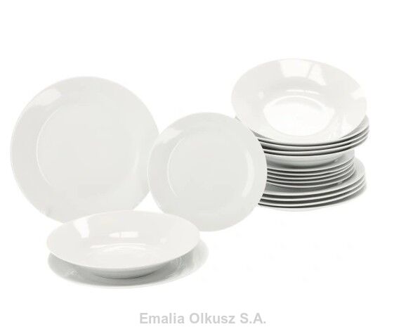 KOMPLET OBIADOWY ZESTAW 18 ELEMENTÓW GŁADKI PORCELANA PORCELANOWY