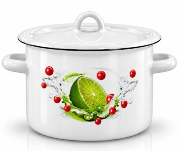 Garnek emaliowany "Limonka" z pokrywką 20cm-4,5l