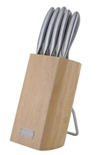 Komplet 5 nozy stal nierdzewna/blok drewniany