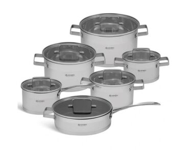 Zestaw Garnkow Edenberg 12 Szt Stali Nierdzewnej z Marmurową Patelnią