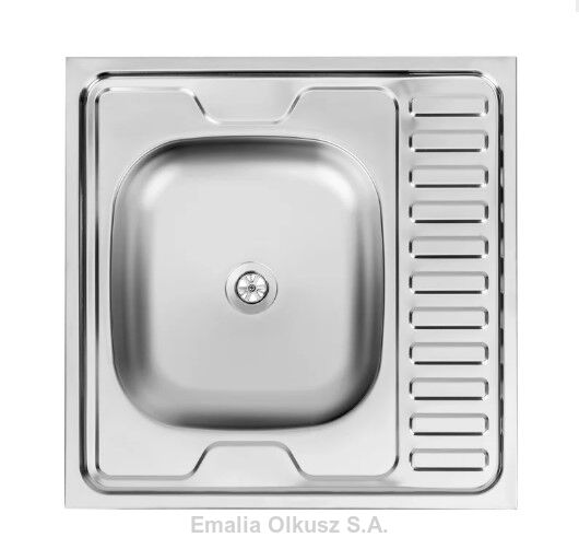 ZLEWOZMYWAK NIERDZEWNY JEDNOKOMOROWY Z OCIEKACZEM NAKŁADANY 60x60x16