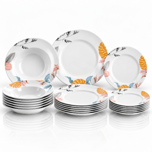 KOMPLET OBIADOWY ZESTAW 18 ELEMENTÓW AURA IMPRESJA PORCELANA PORCELANOWY