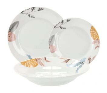 KOMPLET OBIADOWY ZESTAW 18 ELEMENTÓW AURA IMPRESJA PORCELANA PORCELANOWY