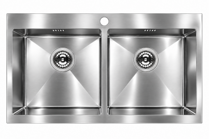 ZLEWOZMYWAK  NIERDZEWNY DWUKOMOROWY 78x48x19  Klik-Klak Syfon INOX + Maskownice