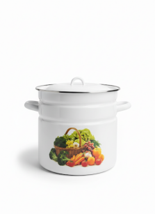 Garnek emaliowany "Warzywa" "Biały" 26cm- 12 L